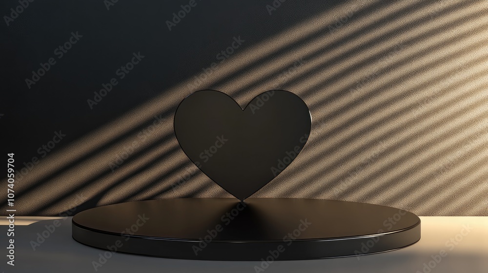 Poster Abstract minimalistic background for product showcase featuring a heart shaped podium 3D rendering of a blank display for showcasing products