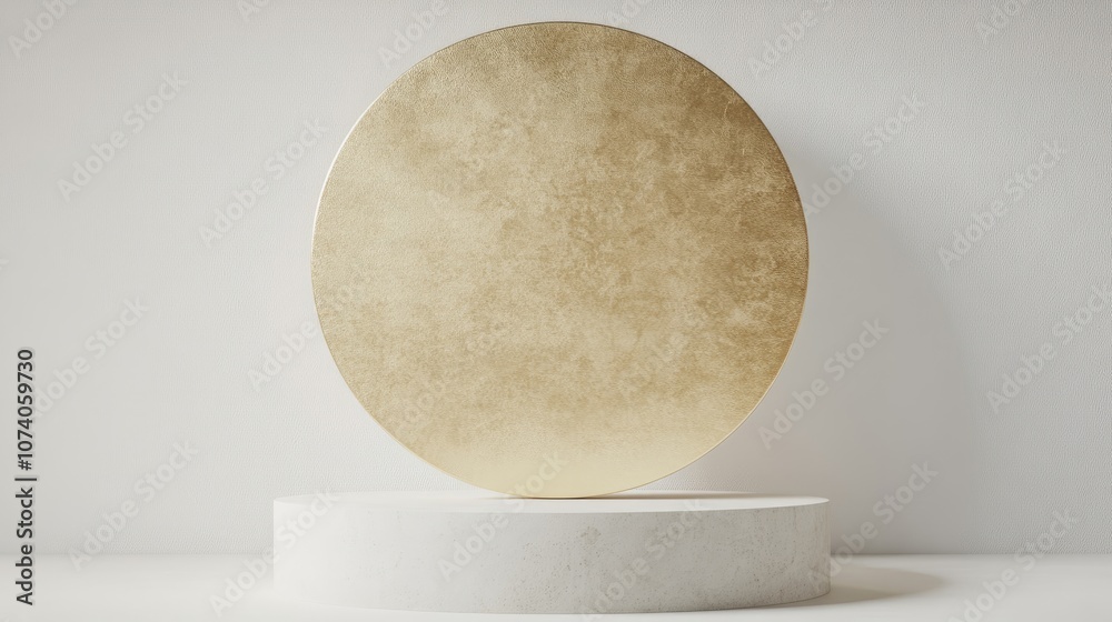 Poster blank podium for products with a luxury gold circle mock up of a winner s podium with a cylindrical 