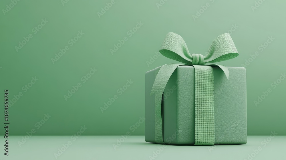 Poster simple product backdrop for holiday and sale promotions featuring a green gift box adorned with a gr