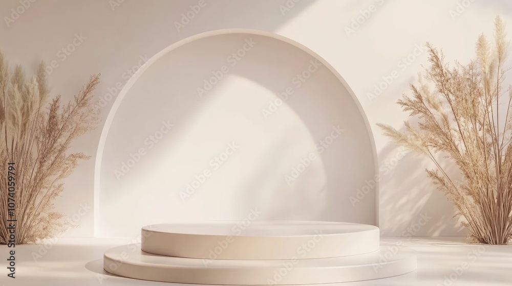 Leinwandbilder minimalistic abstract background featuring a podium concept for product display on a white backdrop 