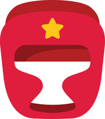 Red boxing helmet with yellow star is protecting a fighter during training or competition