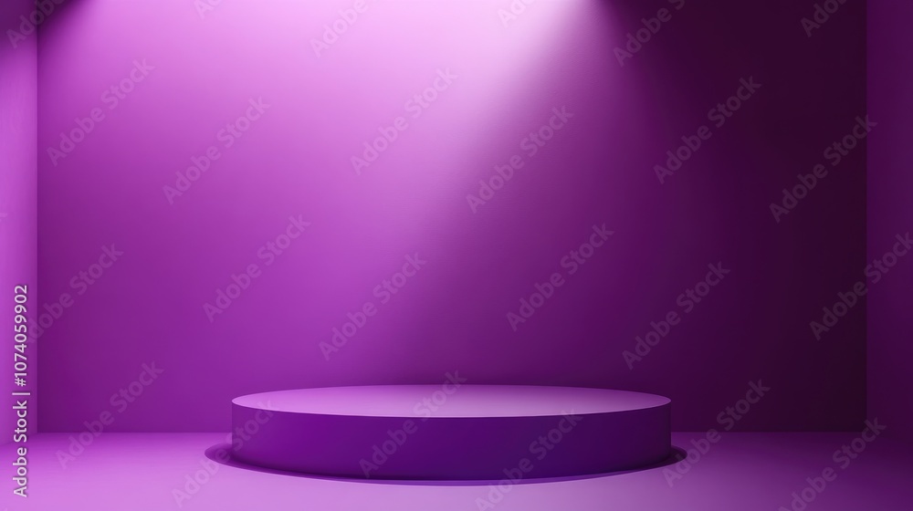 Poster Purple podium with a solid color background and studio lighting featuring a clean modern minimal mockup presentation Suitable platform for web and advertising use showcasing internet products 3D r