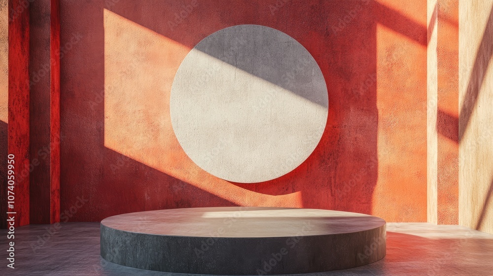 Poster Abstract background featuring a 3D podium and wall scene showcasing rendering techniques 3D illustration and rendering