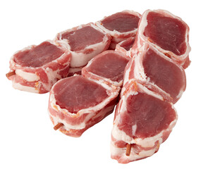 Pork belly skewers cut out isolated transparent background