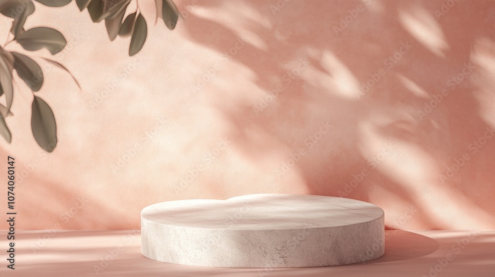 Poster minimal heart shaped background mockup featuring a pedestal scene for product presentation 3d render