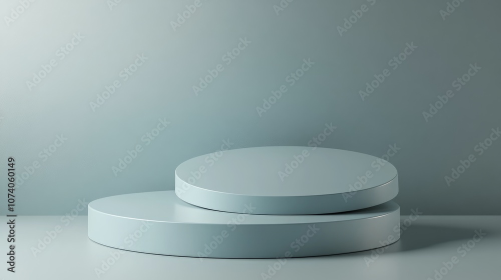 Aufkleber pastel blue podium stand in 3d modern pedestal platform for product display and showcase 3d renderin