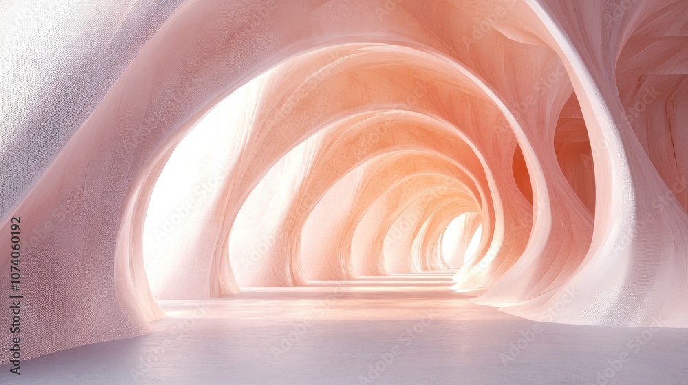 Poster abstract architectural background with arched interior 3d rendering
