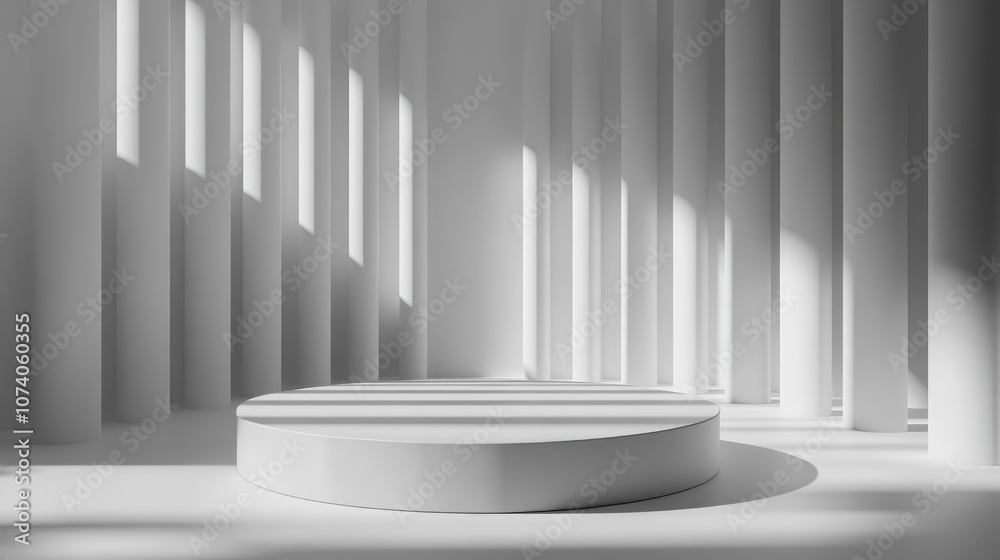 Aufkleber 3D rendering of a minimalistic empty cylinder podium Abstract geometric scene for product showcase template