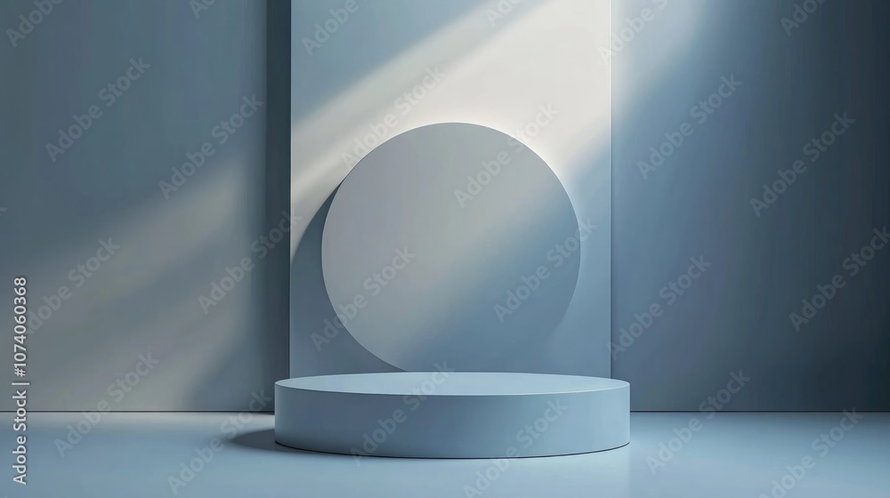 Poster minimalist studio background featuring a 3d gray and white cylinder podium abstract geometric shape 