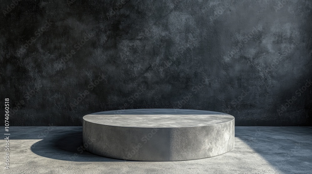 Aufkleber 3d rendering of an empty concrete texture podium for product display template in a landscape layout