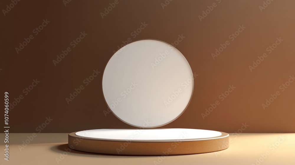 Poster Minimalist podium with a brown backdrop for product display 3D rendering