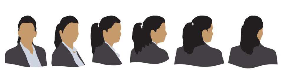 Conceptual human head isolated on white background as abstract avatar as a set or collection banner for social design concept. Human closeup anonymous faces head shot for human character illustration