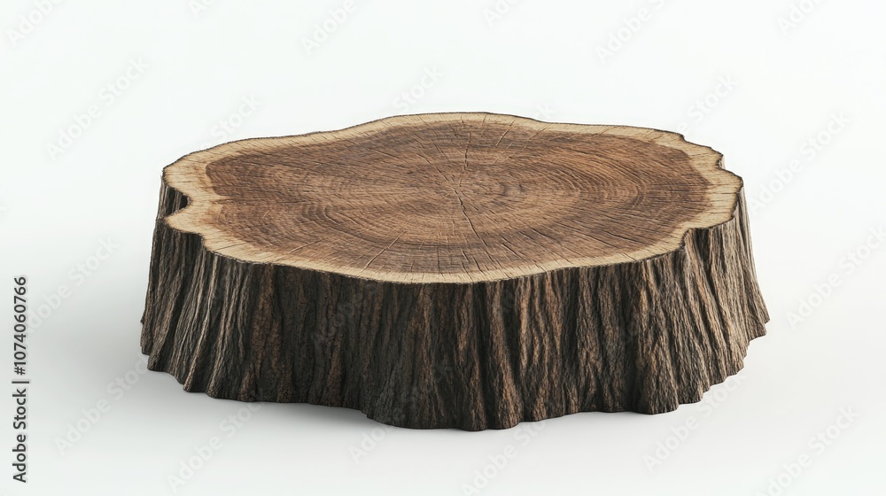Poster 3d render of an isolated tree trunk cut on a white background