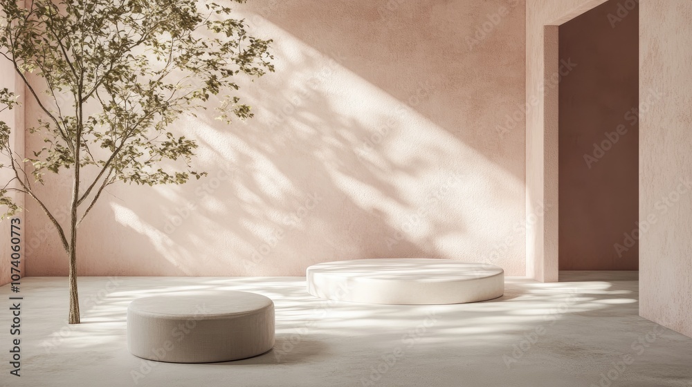 Poster Product display in a minimalist pink studio environment 3D rendering