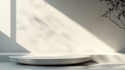 Abstract podium mock up for product display featuring a minimalistic design and geometric backdrop 3D rendering