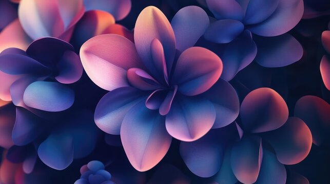 Abstract composition featuring numerous rotating petals in 3D