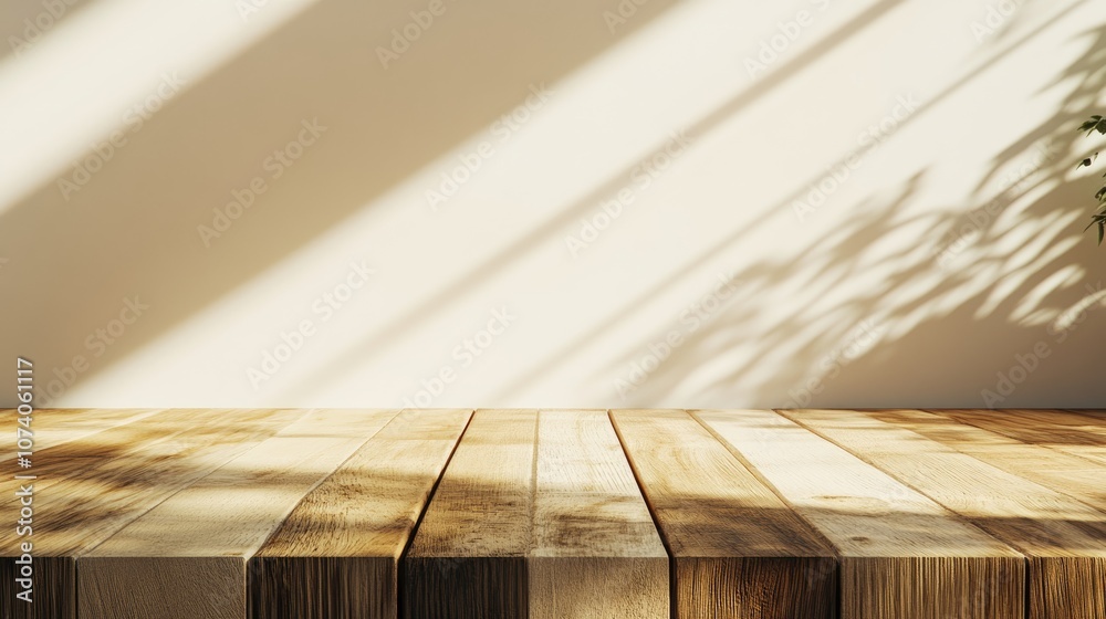 Poster Natural duotone backdrop featuring wood texture for showcasing products Minimalist spring and summer theme Flat lay perspective 3D rendering