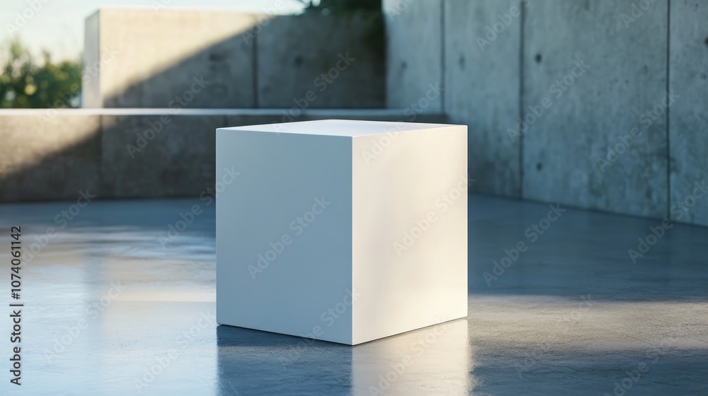 Poster blank white cube display in 3d render