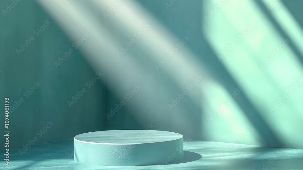 Aufkleber 3d rendering of a podium or presentation dais in a sunlit teal room ideal for display or advertising