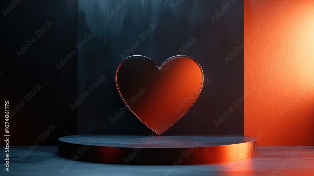 Leinwandbilder abstract minimalistic background for product showcase featuring a heart shaped podium 3d rendering o