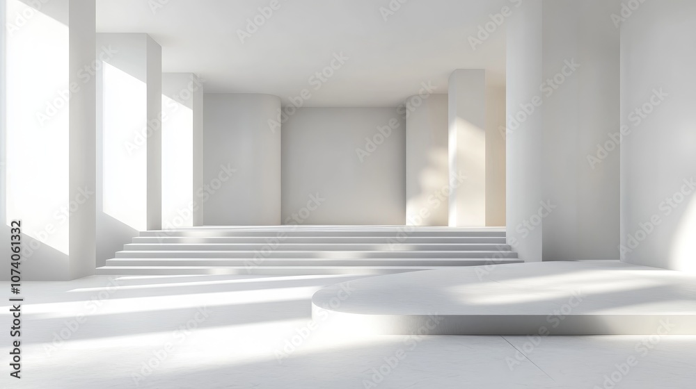 Poster Empty stage featuring interior architecture 3D rendering Digital artwork created on a computer