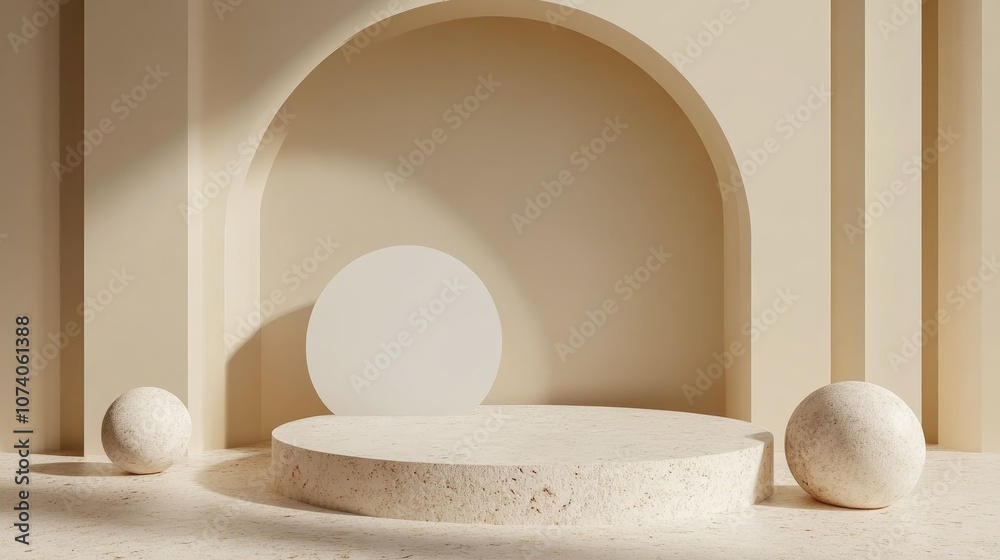 Aufkleber 3d rendering of a mockup podium designed for product presentation featuring an abstract minimal conc