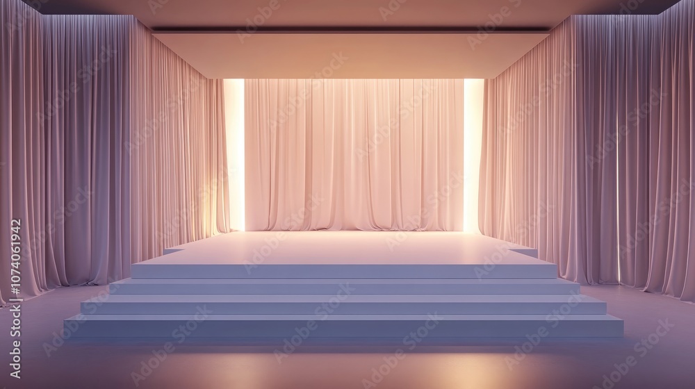 Aufkleber a 3d illustration featuring a blank template layout of a white empty stage designed for musical thea