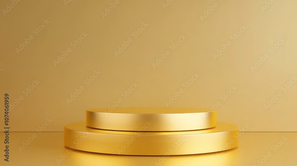Poster 3d rendering of an abstract gold podium for product presentation backdrop