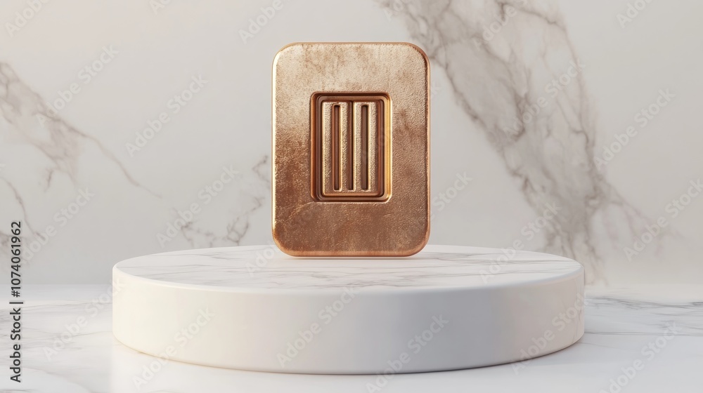 Aufkleber bronze sim card symbol displayed on a white marble podium icon suitable for websites social media pr