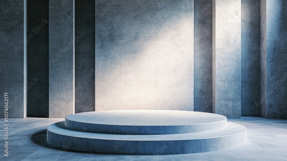 Aufkleber 3D rendering of a circular platform in a vacant space Digital computer graphic