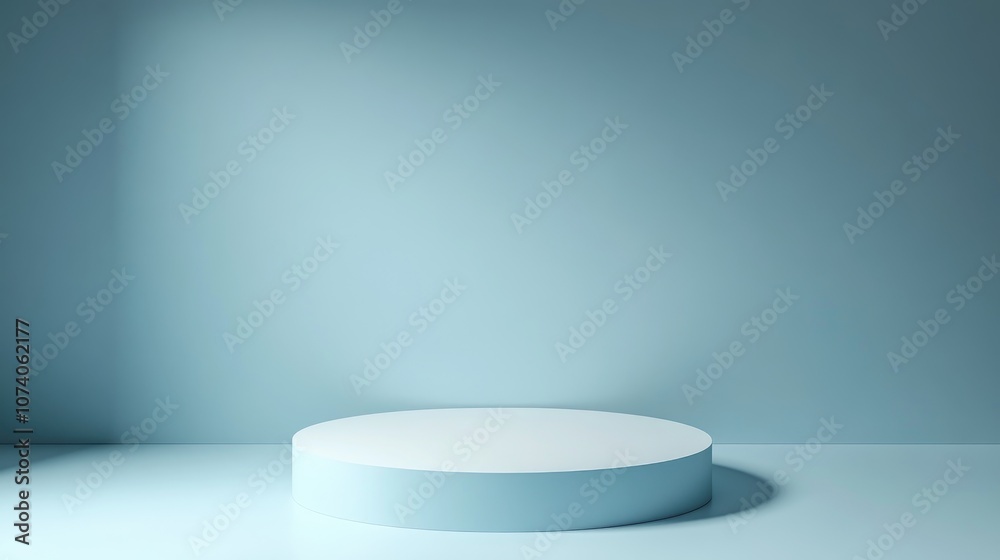 Poster empty podium or pedestal against a blue background featuring a cylinder stand design ideal exhibitio