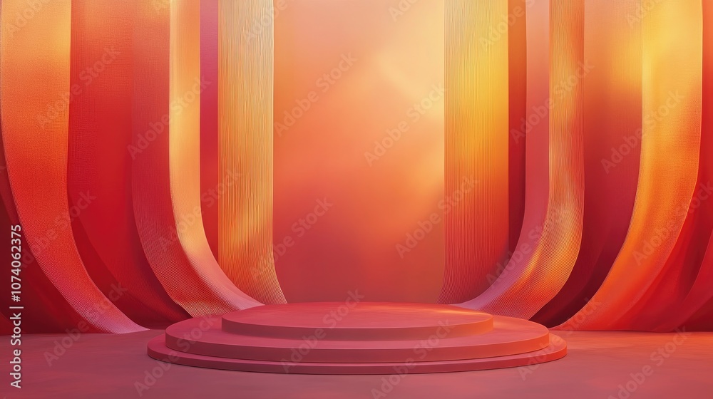 Aufkleber abstract background featuring a 3d podium and wall scene rendered in a digital illustration
