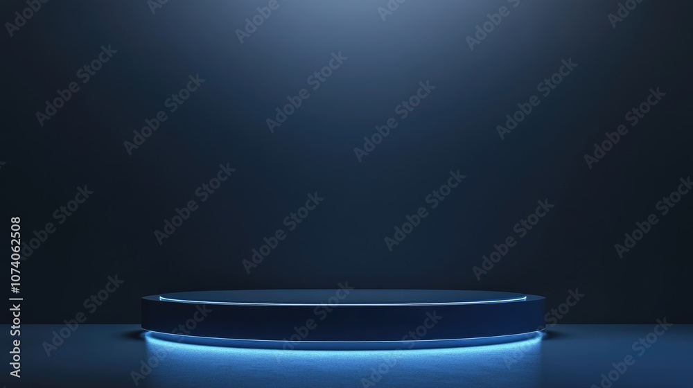 Aufkleber blue geometric pedestal for showcasing with illumination vacant product display featuring a geometri