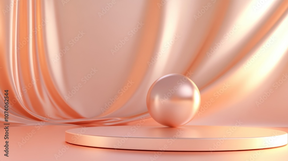 Poster Elegant abstract background featuring minimalist elements on a pedestal presented through 3D illustration and rendering