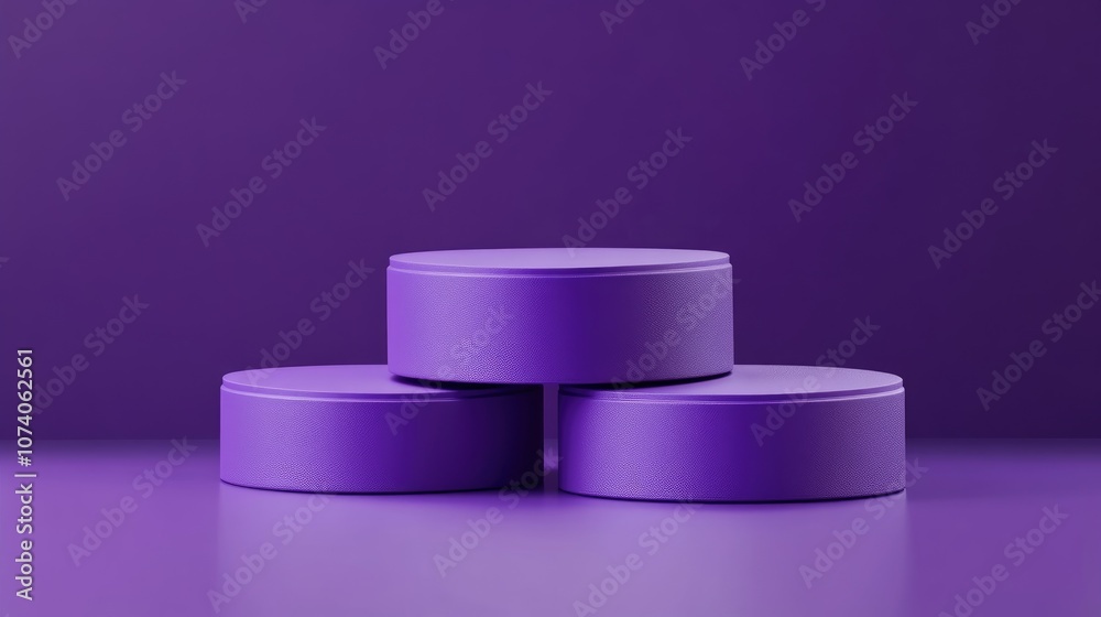 Aufkleber Cylinder podium with a purple background for product display mockups featuring 3D rendering and geometric shapes in a minimalistic setting for cosmetics