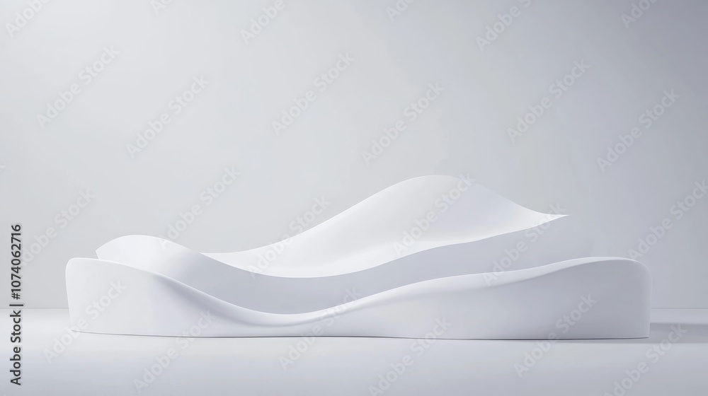 Poster 3D rendering of an abstract white shape podium ideal for displaying beauty products against a clean white backdrop