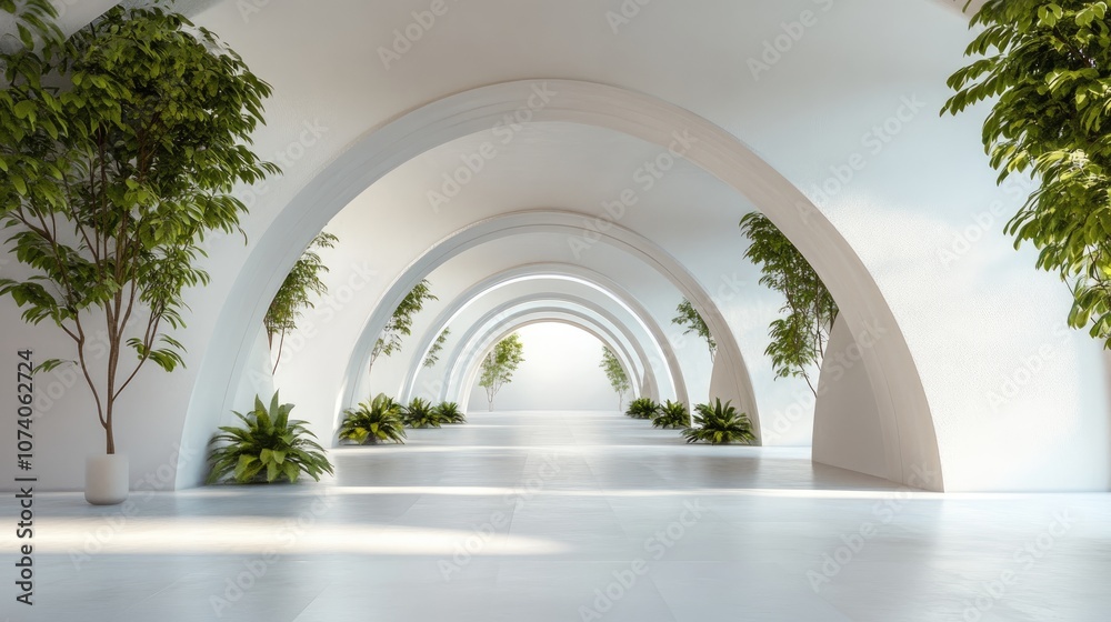Poster arched interior architecture background in 3d render