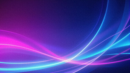 Abstract grainy background with gentle colored glowing waves and lines, blue and purple colors, noise grain texture wallpaper design