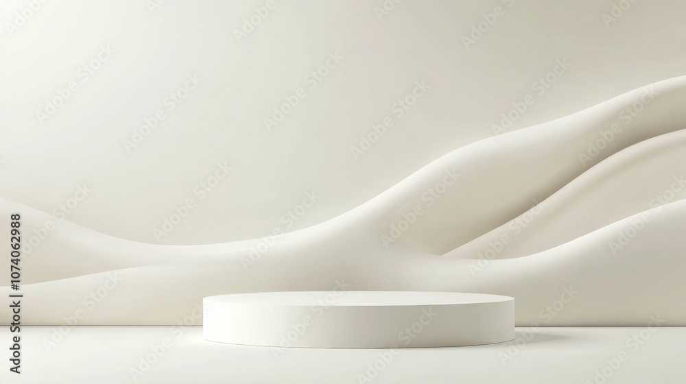 Poster 3d empty podium set against a minimalist abstract background featuring platforms for showcasing cosm