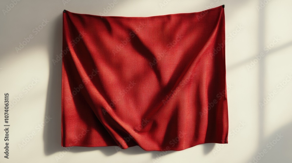 Aufkleber red fabric covered blank board isolated on a white background 3d rendering