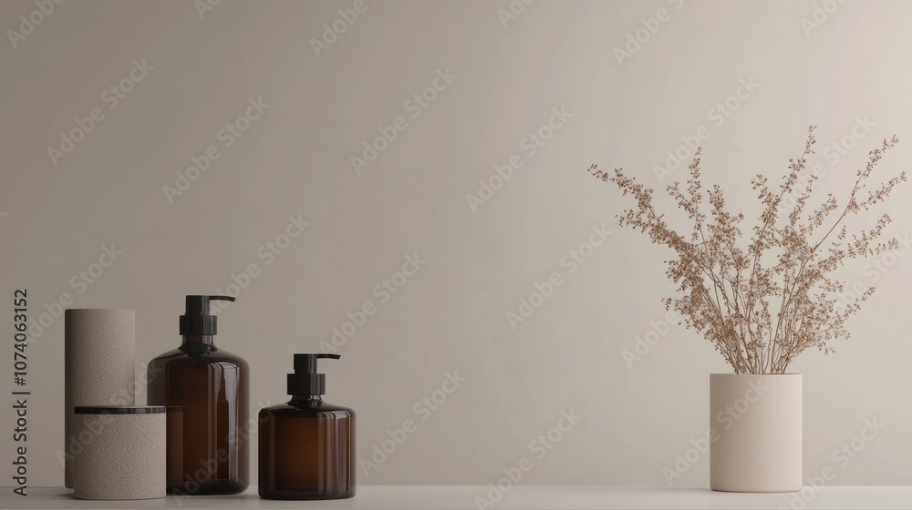 Poster Brown product display in a white studio setting featuring a minimalistic design 3D render