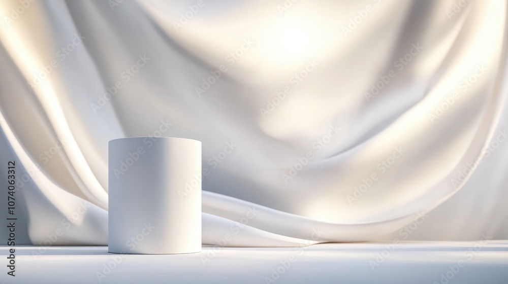 Aufkleber white cylinder with an abstract modern background 3d model mockup 3d illustration