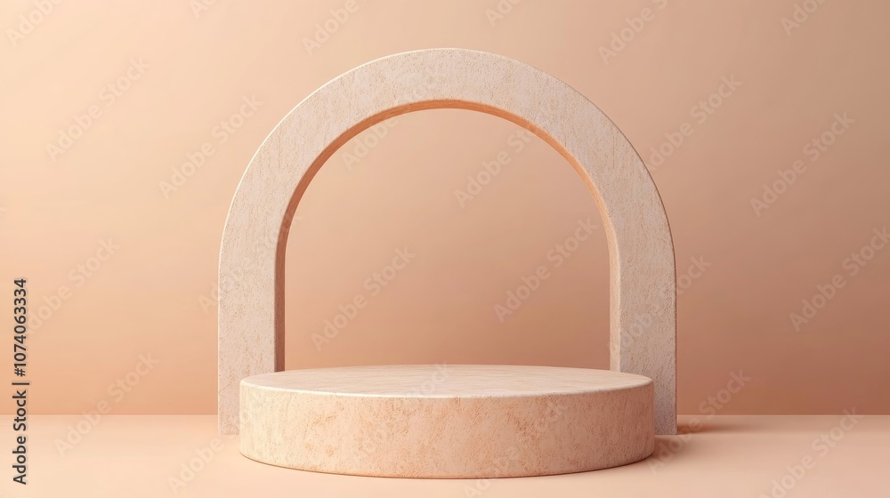 Poster Minimalist abstract background with a pedestal 3D illustration and rendering