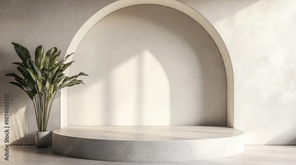 Poster Minimalist podium studio backdrop for product showcasing Abstract background scene rendered in 3D for product promotion