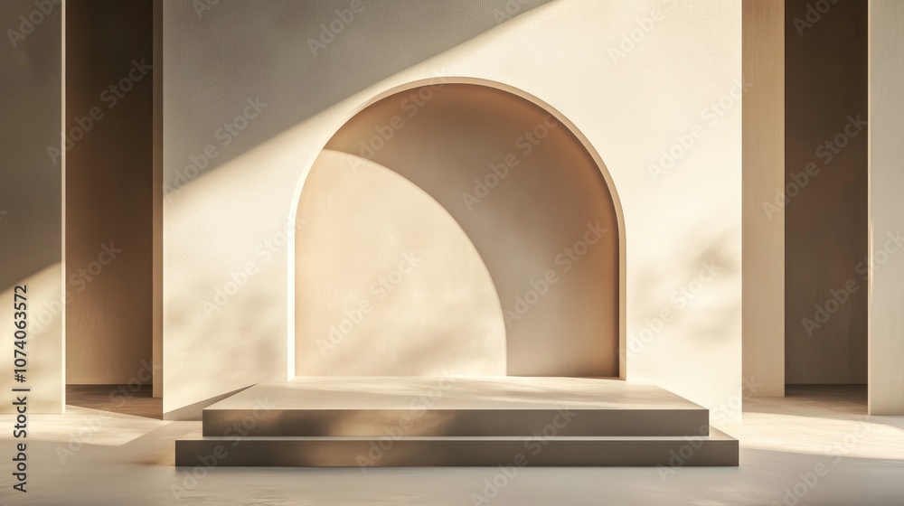 Poster minimalist style podium scene for mock up presentations featuring ample copy space 3d rendered abstr