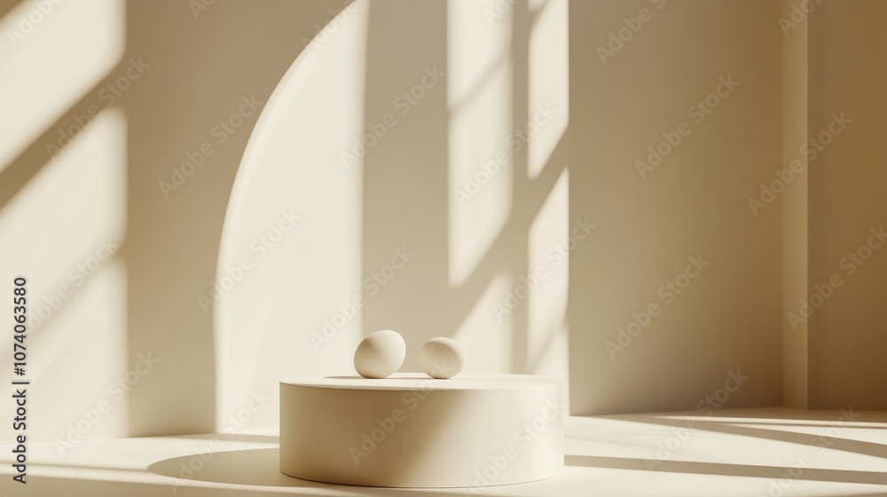Poster elegant abstract background featuring minimalist elements on a pedestal presented through 3d illustr