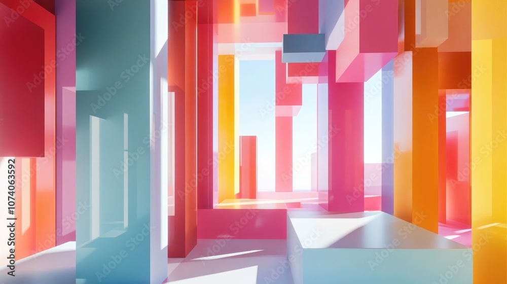 Poster geometric plane composition three dimensional visualization of the environment
