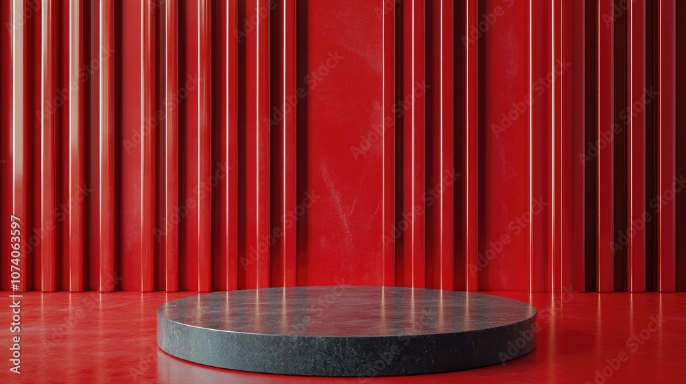 Poster abstract background featuring a podium and wall scene created through 3d rendering and illustration