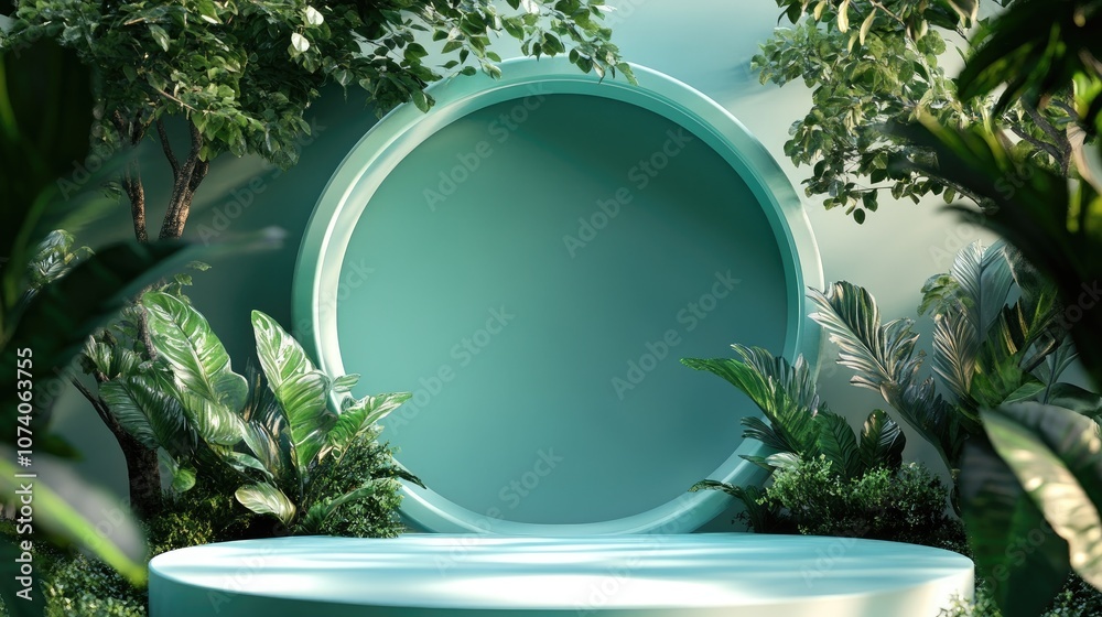 Poster 3d circular podium within a frame designed for showcasing products