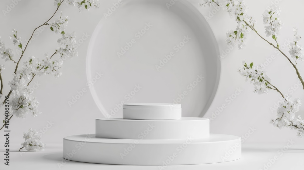 Poster 3d podium or pedestal design for showcasing cosmetic products versatile platform for advertising 3d 